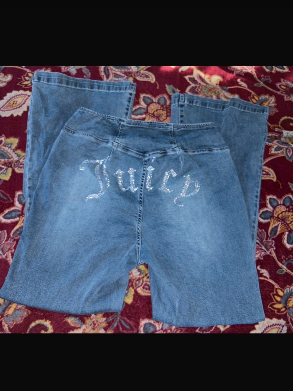 Juicy Couture Light Blue Crystal Logo Bootcut Jeans